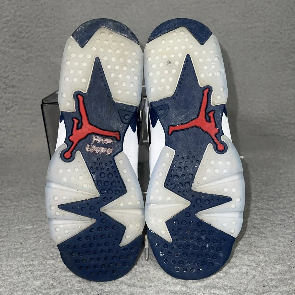 Nike Air Jordan 6 Retro Olympic Sneakers Youth 4.5Y Blue White Shoes 384665-164